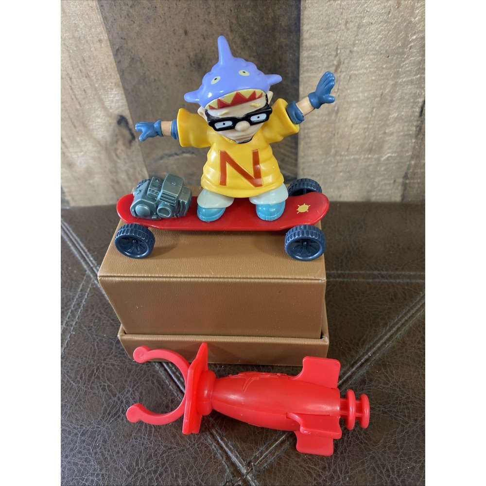 2002 Rocket Power Sam Squid Dullard Action Figure Skateboard & Launcher‎ Vtg